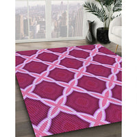 Patterned Raspberry Red Rug, pat2327pur