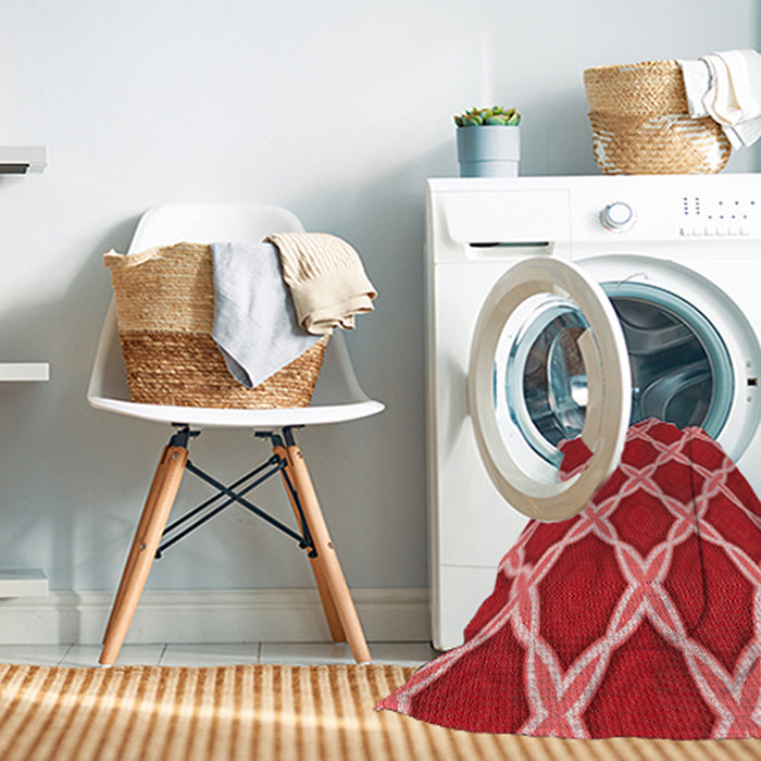 Machine Washable Transitional Red Rug in a Washing Machine, wshpat2327rd