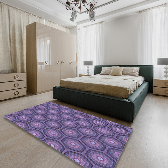 Patterned Purple Rug in a Bedroom, pat2328blu