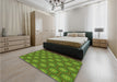 Patterned Seaweed Green Rug in a Bedroom, pat2328grn