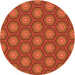 Square Patterned Orange Red Orange Rug, pat2328org