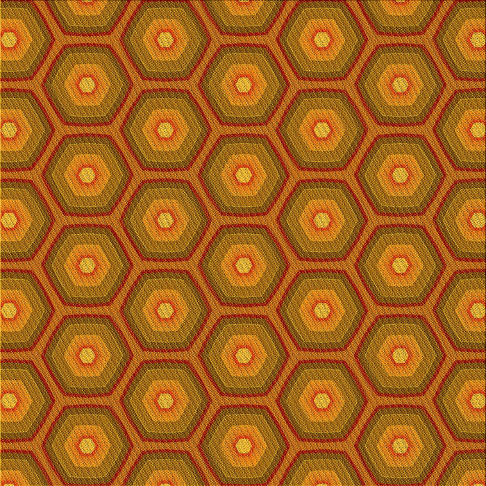 Round Patterned Neon Orange Rug, pat2328yw