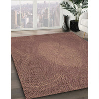 Patterned Copper Red Pink Rug, pat2329brn