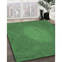 Patterned Forest Green Rug, pat2329grn