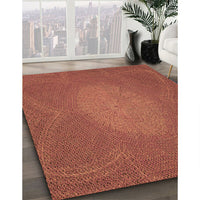 Patterned Bright Orange Rug, pat2329org