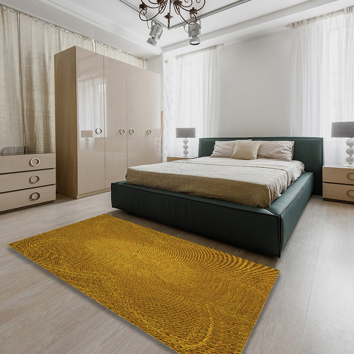 Patterned Mahogany Brown Rug in a Bedroom, pat2329yw
