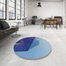 Round Patterned Blue Novelty Rug in a Office, pat232