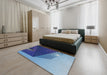 Patterned Blue Novelty Rug in a Bedroom, pat232