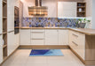 Patterned Blue Novelty Rug in a Kitchen, pat232