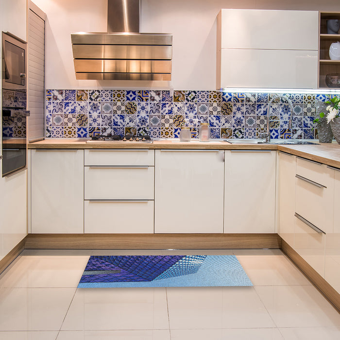 Patterned Blue Novelty Rug in a Kitchen, pat232