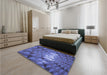 Patterned Deep Periwinkle Purple Rug in a Bedroom, pat233blu