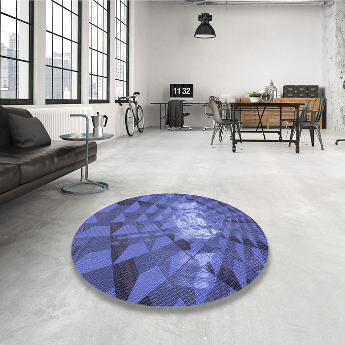Round Patterned Deep Periwinkle Purple Rug in a Office, pat233blu