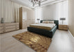 Patterned Dark Bronze Brown Rug in a Bedroom, pat233brn