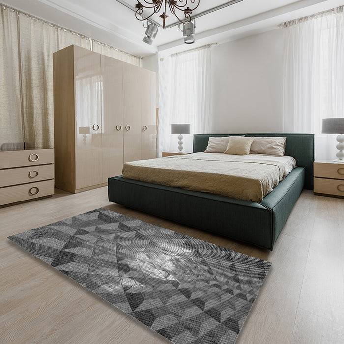 Patterned Gray Rug in a Bedroom, pat233gry