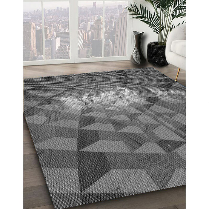 Patterned Gray Rug in Family Room, pat233gry