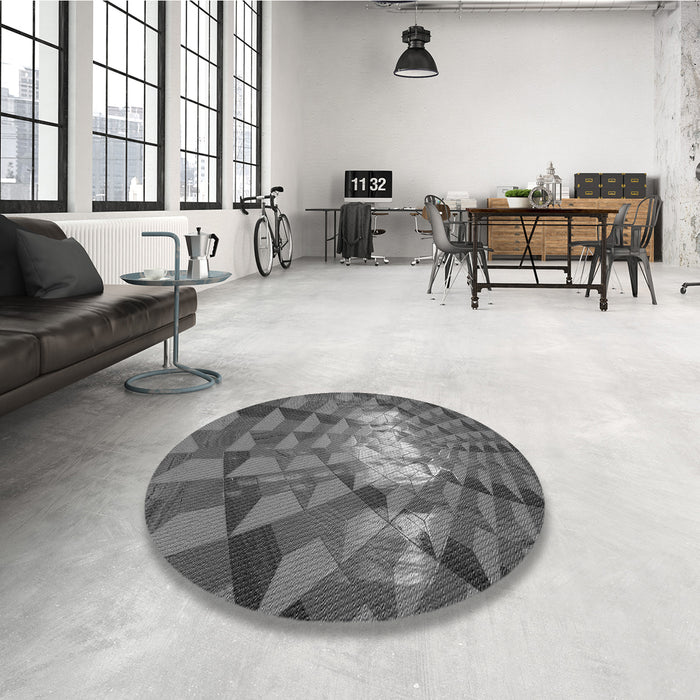 Round Patterned Gray Rug in a Office, pat233gry