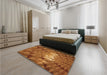 Patterned Neon Orange Rug in a Bedroom, pat233org