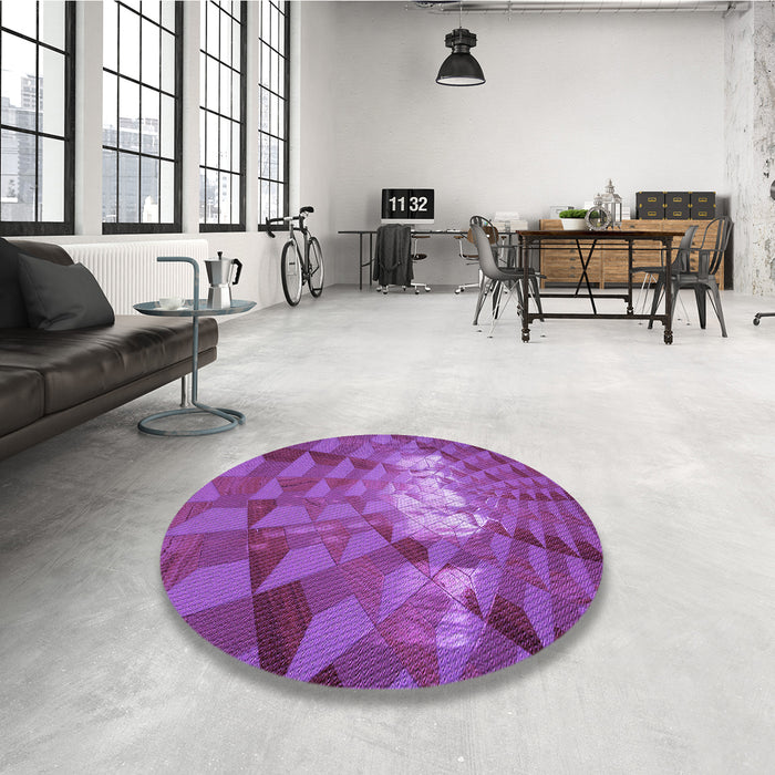 Round Patterned Dark Magenta Purple Rug in a Office, pat233pur