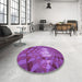 Round Patterned Dark Magenta Purple Rug in a Office, pat233pur