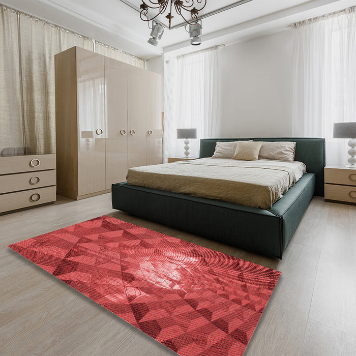 Patterned Red Rug in a Bedroom, pat233rd