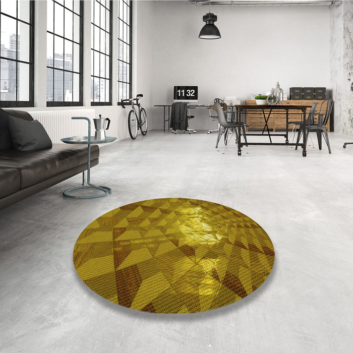 Round Patterned Dark Bronze Brown Rug in a Office, pat233yw