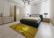 Patterned Dark Bronze Brown Rug in a Bedroom, pat233yw