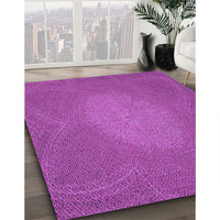 Patterned Bright Neon Pink Purple Rug, pat2330pur