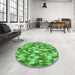 Round Patterned Forest Green Rug in a Office, pat2331grn