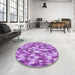 Round Patterned Violet Purple Rug in a Office, pat2331pur