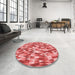 Round Patterned Light Coral Pink Rug in a Office, pat2331rd