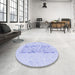 Round Patterned Lavender Blue Rug in a Office, pat2332blu