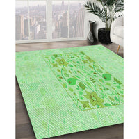 Patterned Green Rug, pat2332grn