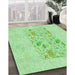 Patterned Green Rug in Family Room, pat2332grn