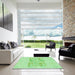 Square Patterned Green Rug in a Living Room, pat2332grn