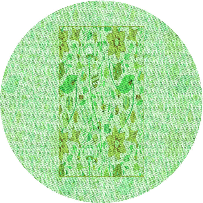 Square Machine Washable Transitional Green Rug in a Living Room, wshpat2332grn