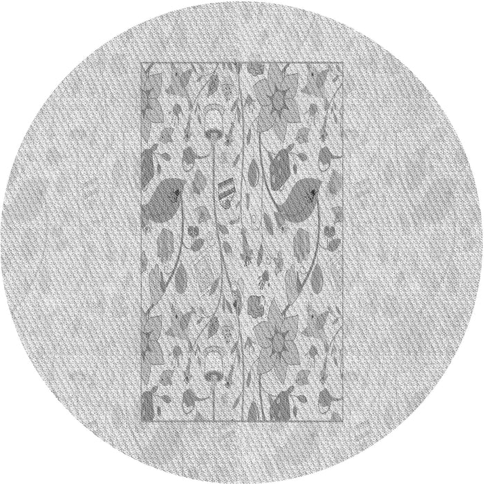 Square Patterned Platinum Gray Rug, pat2332gry