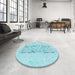 Round Patterned Diamond Blue Rug in a Office, pat2332lblu