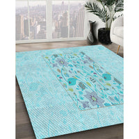 Patterned Diamond Blue Rug, pat2332lblu