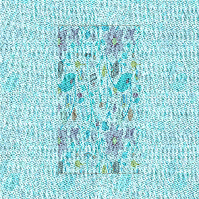 Round Patterned Diamond Blue Rug, pat2332lblu