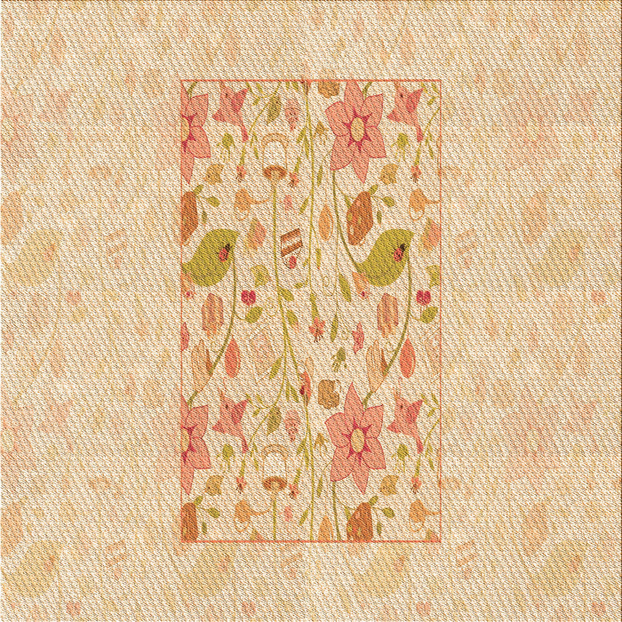 Round Patterned Golden Blonde Gold Rug, pat2332org