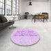 Round Patterned Purple Rug in a Office, pat2332pur