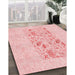 Patterned Pastel Red Pink Rug in Family Room, pat2332rd