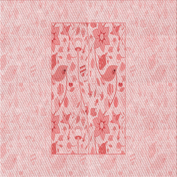 Round Machine Washable Transitional Pastel Red Pink Rug, wshpat2332rd