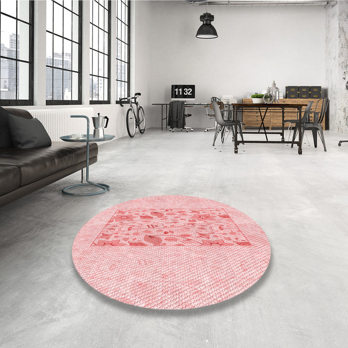 Round Patterned Pastel Red Pink Rug in a Office, pat2332rd