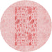 Square Patterned Pastel Red Pink Rug, pat2332rd