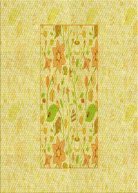 Machine Washable Transitional Yellow Rug, wshpat2332yw