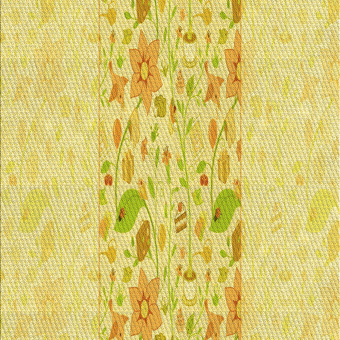 Machine Washable Transitional Yellow Rug, wshpat2332yw