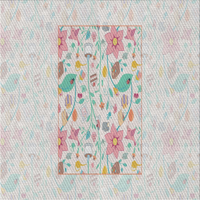 Square Patterned Platinum Gray Novelty Rug, pat2332