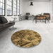 Round Patterned Dark Bronze Brown Rug in a Office, pat2333brn