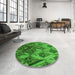 Round Patterned Green Rug in a Office, pat2333grn